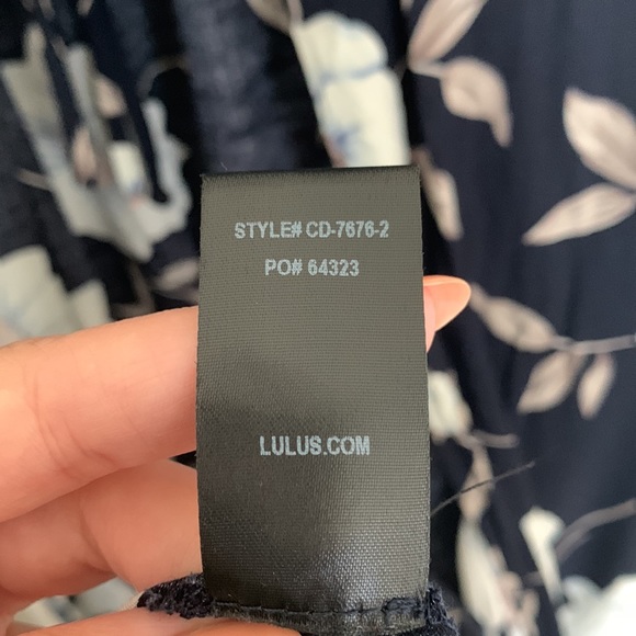 Lulu’s Lake Como Navy Blue Floral Print High-Low Wrap Dress - Picture 9 of 9